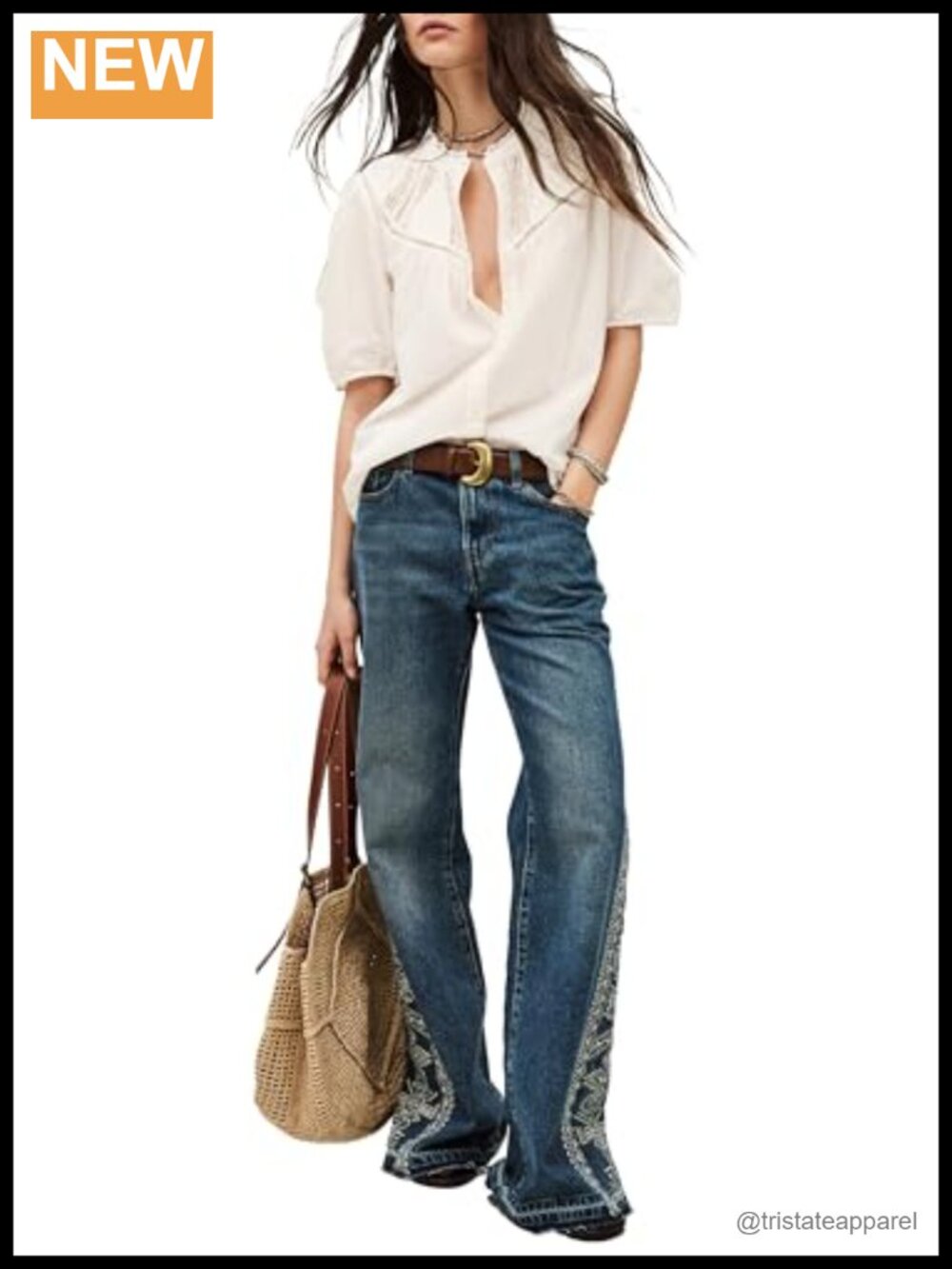 Lace Ruffle Button-Down Blouse Ecru Cotton Voile